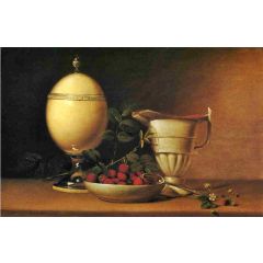 Still Life with Strawberries and Ostrich Egg Cup Painting Reproduction