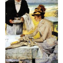 Ordering Lunch by the Seaside Painting Reproduction