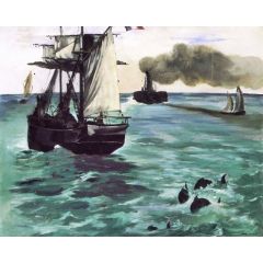 The Steamboat, Seascape with Porpoises Painting Reproduction