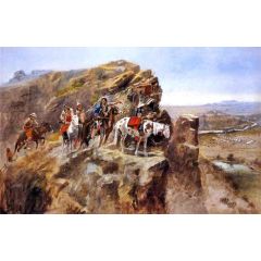 Indians on a Bluff Surveying General Miles’ Troops Painting Reproduction