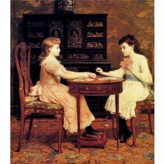 Old Maid, a Cardgame Painting Reproduction