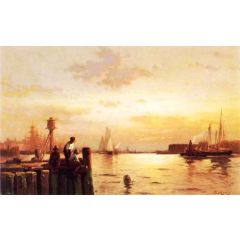 Early Dawn, New York Harbor Painting Reproduction