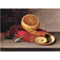 Orange and Book Painting Reproduction