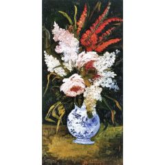 Still Life: Vase with Gladioli and Lilacs Painting Reproduction