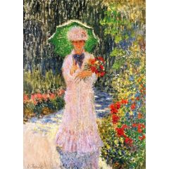 Camille with a Green Umbrella Painting Reproduction