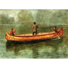 Fishing from a Canoe Painting Reproduction
