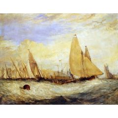 East Cowes Castle, the seat of J. Nash, Esq.; the Regatta beating to windward Painting Reproduction