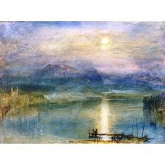 Moonlight on Lake Lucerne with the Rigi in the Distance, Switzerland Painting Reproduction