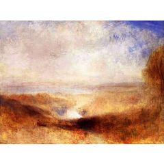 Landscape with a River and a Bay in the Background Painting Reproduction