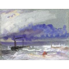 Off Yarmouth - A Steamship off the Coast in Rough Weather Painting Reproduction