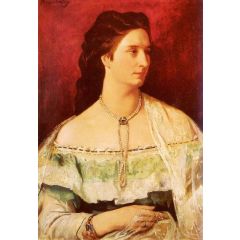 Portrait Of A Lady Wearing A Pearl Necklace Painting Reproduction