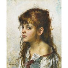 Portrait of a Young Girl Painting Reproduction