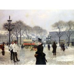 A Winter’s Day on Kongens Nytorv Copenhagen Painting Reproduction
