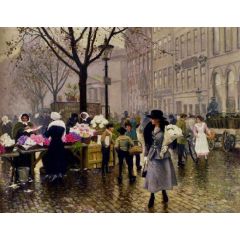 The Flower Market, Copenhagen Painting Reproduction