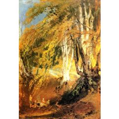 A Beech Wood with Gipsies Round a Camp Fire Painting Reproduction