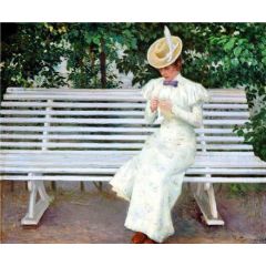 Lady on a Bench Painting Reproduction