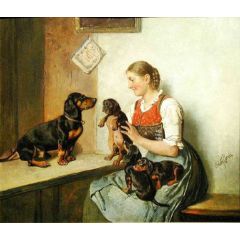 Dachshund puppies Painting Reproduction