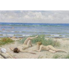 Girls on the beach, B?stad Painting Reproduction