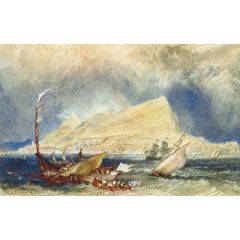 The Rock of Gibraltar, with Shipping in the Foreground Painting Reproduction