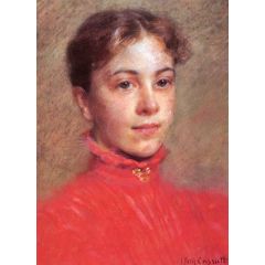 Portrait of a Young Woman in a Red Dress Painting Reproduction