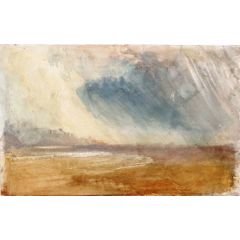 Rain Clouds Sweeping over a Beach, possibly near Dunstanbrough Castle Painting Reproduction