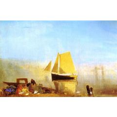 A Sail Boat at Rouen Painting Reproduction