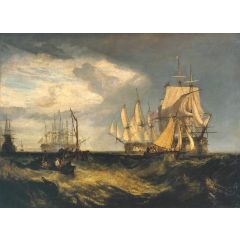 Spithead, Two Captured Danish Ships Entering Portsmouth Harbour Painting Reproduction