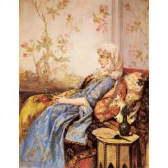An Exotic Beauty in an Interior Painting Reproduction
