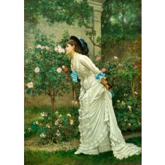 Girl and Roses Painting Reproduction