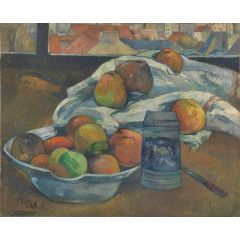 Bowl of Fruit and Tankard Before a Window Painting Reproduction