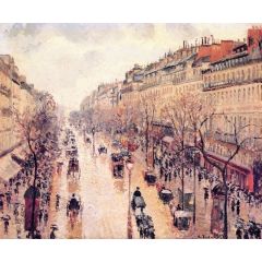 Boulevard Montmartre: Afternoon, in the Rain(also known as Boulevard Montmartre: Apres-midi, temps de pluie) Painting Reproduction