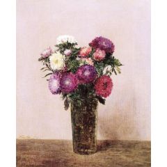 Vase of Flowers: Queens Daisies Painting Reproduction