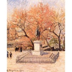 Statue of Henri IV, Trees in Flower Painting Reproduction