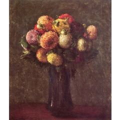 Dahlias Sombres Painting Reproduction