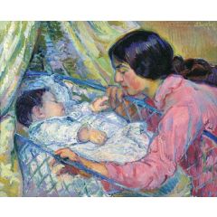By the Cradle Painting Reproduction