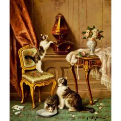 Kittens at Play Painting Reproduction