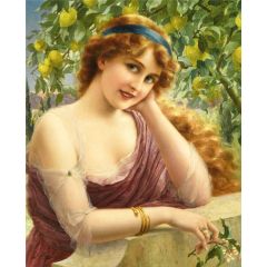Girl by the Lemon Tree Painting Reproduction