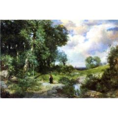 Young Girl in a Long Island Landscape Painting Reproduction