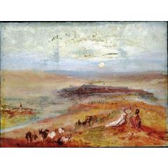 Sunrise over Plain, with Figures Painting Reproduction