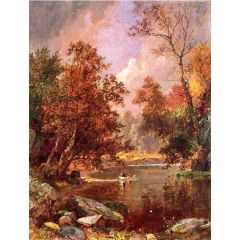 Autumn River Landscape Painting Reproduction