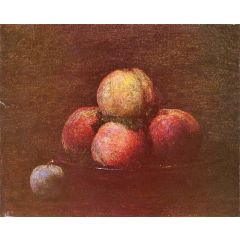 Peaches and a Plum Painting Reproduction