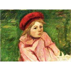 Little Girl in a Red Beret Painting Reproduction