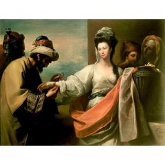Isaac’s servant tying the bracelet on Rebecca’s arm Painting Reproduction