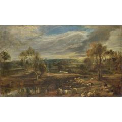 A Landscape with a Shepherd and His Flock Painting Reproduction