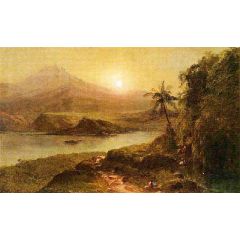 Mountain Landscape with River, Near Philadelphia Painting Reproduction