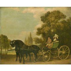 A Gentleman Driving a Lady in a Phaeton Painting Reproduction