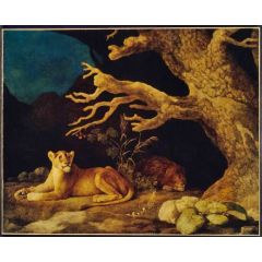 Lion and Lioness Painting Reproduction