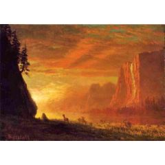 Deer at Sunset Painting Reproduction