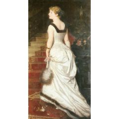 Elegant woman in white Painting Reproduction