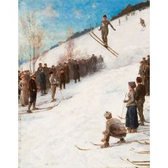 Skiing competition in Fjelkenbakken Painting Reproduction
